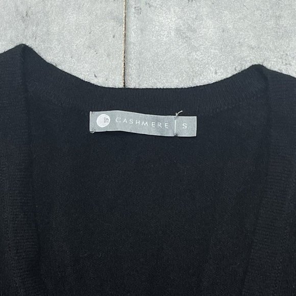 InCashmere Poncho Ruana Womens Sz S Sweater‎ Wrap Black Striped  100% Cashmere - Picture 5 of 9